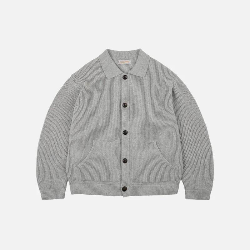 ULTRA HEAVYWEIGHT COLLAR CARDIGAN - LIGHT GREY made by FrizmWORKS