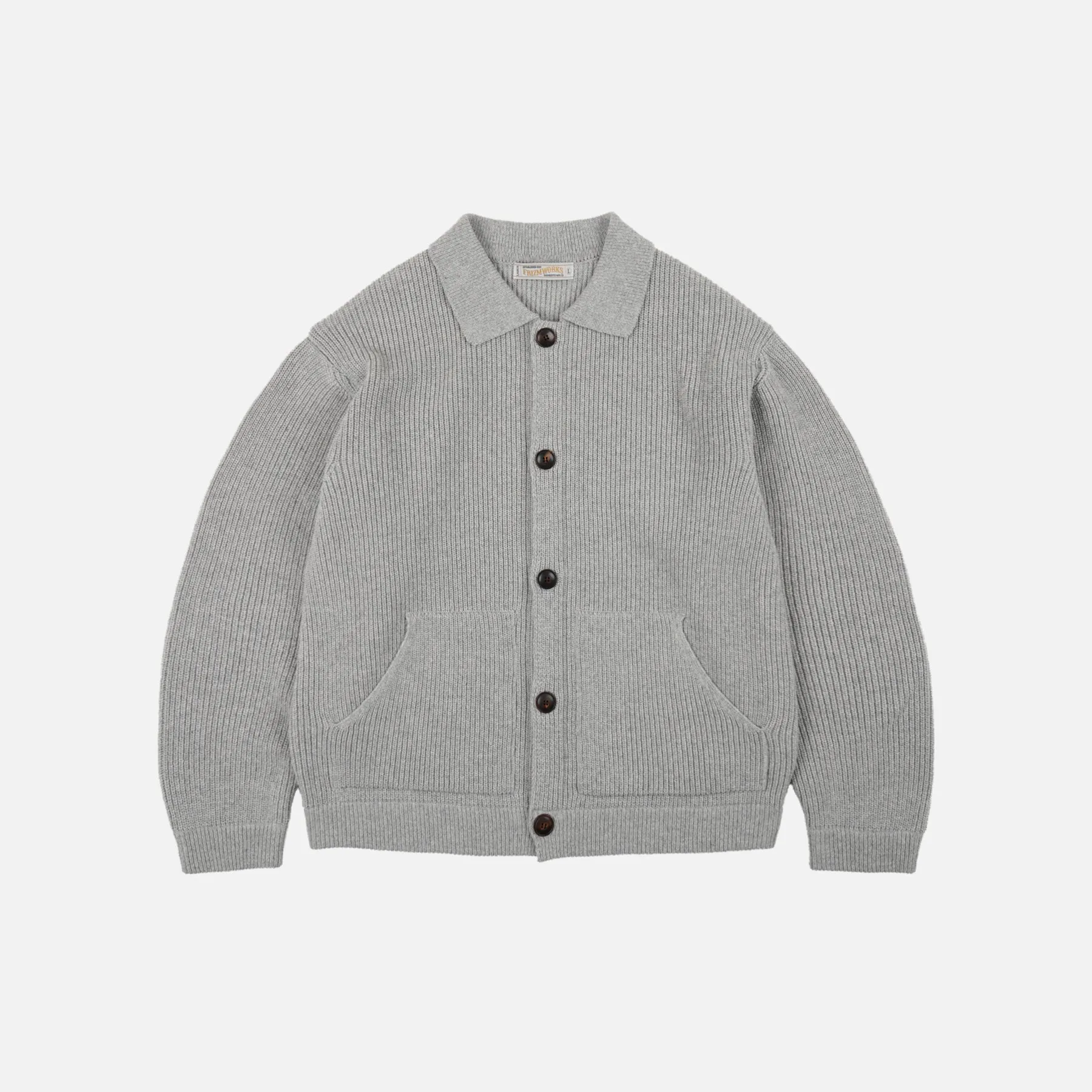 ULTRA HEAVYWEIGHT COLLAR CARDIGAN - LIGHT GREY sold by FrizmWORKS
