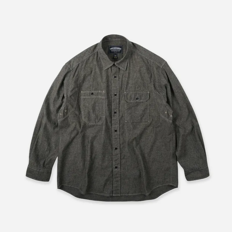 1920'S CHAMBRAY WORK SHIRT - MUD made by FrizmWORKS