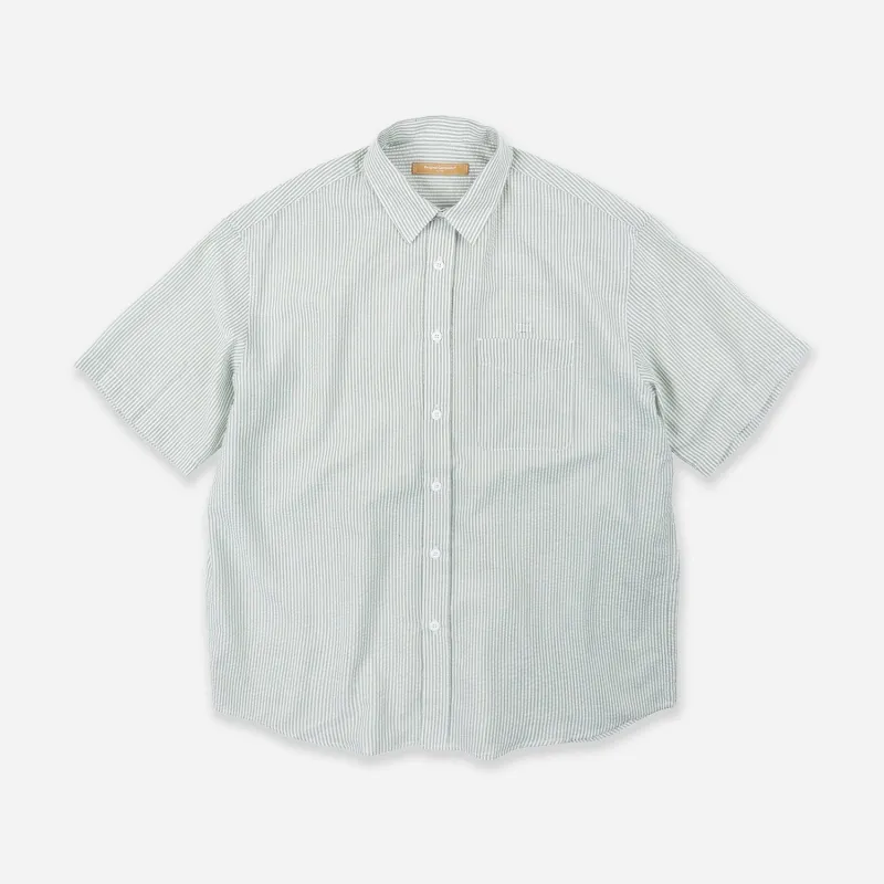 OG STRIPE SEERSUCKER HALF SHIRT - GREEN made by FrizmWORKS