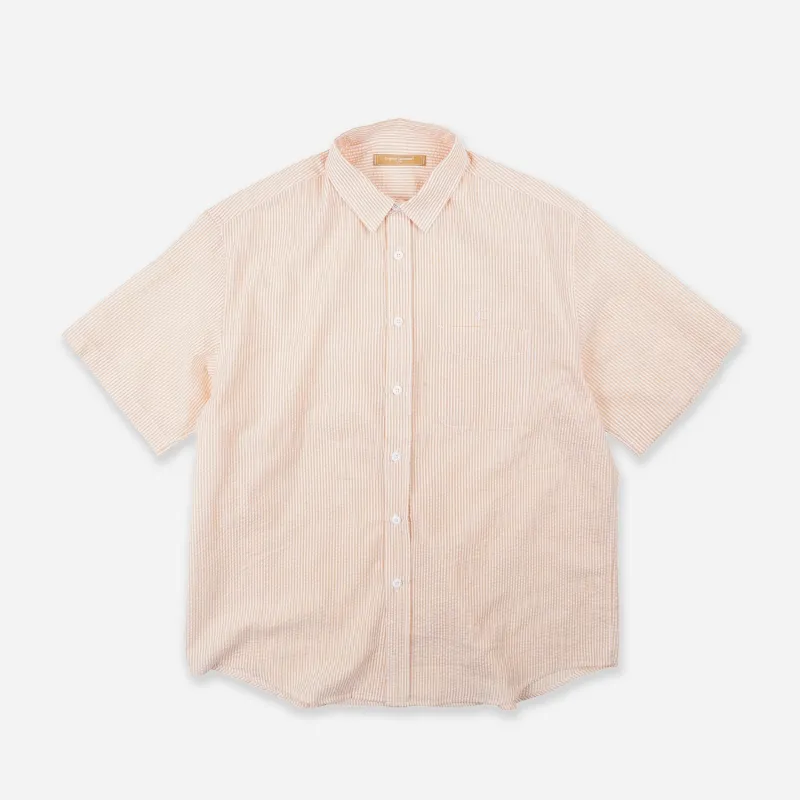 OG STRIPE SEERSUCKER HALF SHIRT - ORANGE made by FrizmWORKS