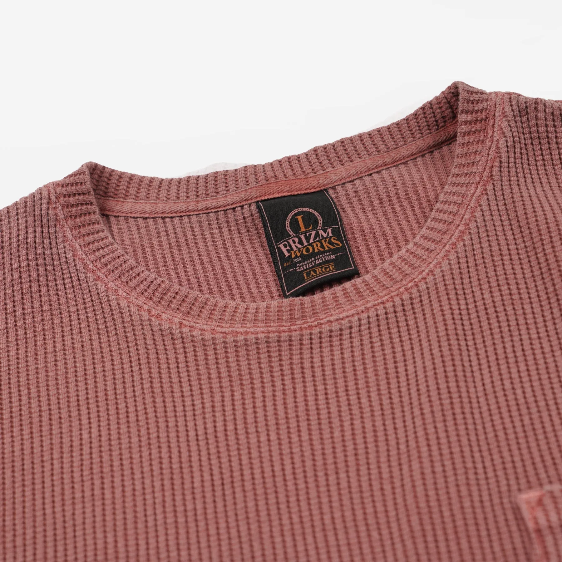 PIGMENT DYEING WAFFLE L/S T-SHIRT - PINK sold by FrizmWORKS product image thumbnail 3