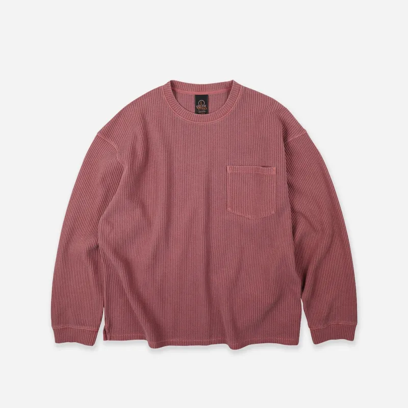 PIGMENT DYEING WAFFLE L/S T-SHIRT - PINK made by FrizmWORKS