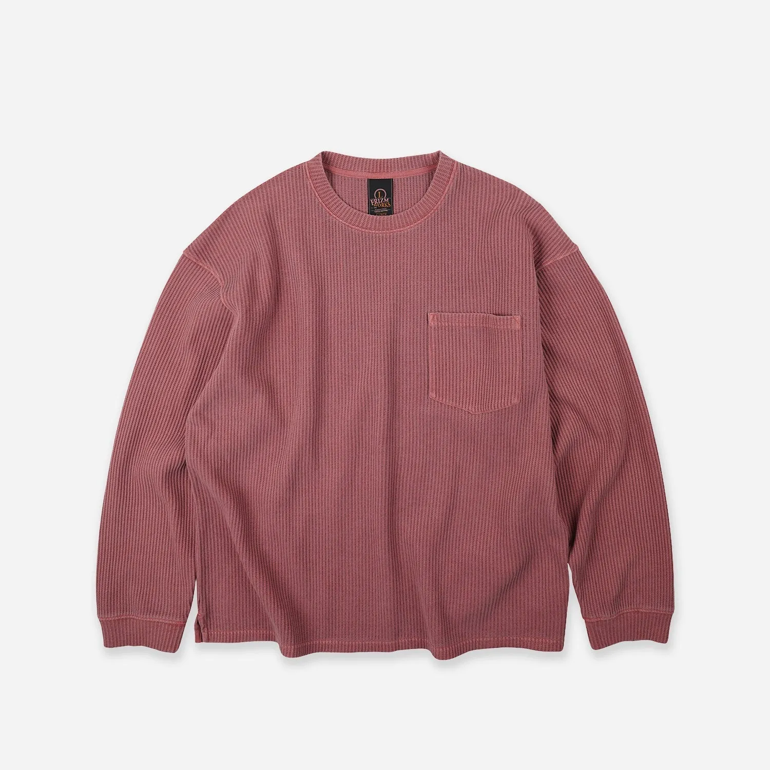 PIGMENT DYEING WAFFLE L/S T-SHIRT - PINK sold by FrizmWORKS