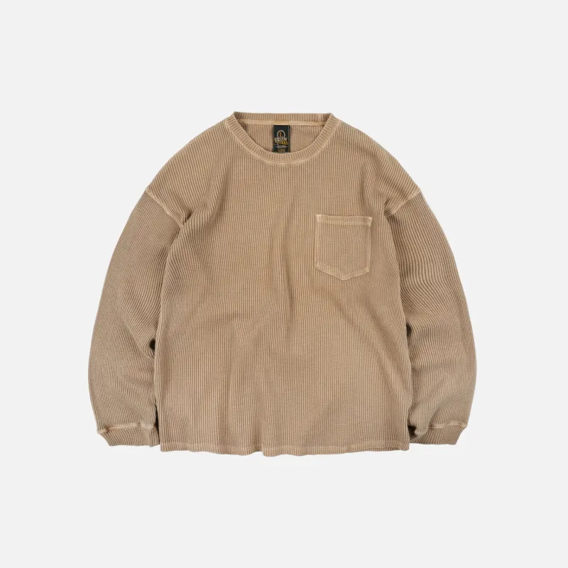 PIGMENT DYEING WAFFLE LS T-SHIRT - TAN made by FrizmWORKS