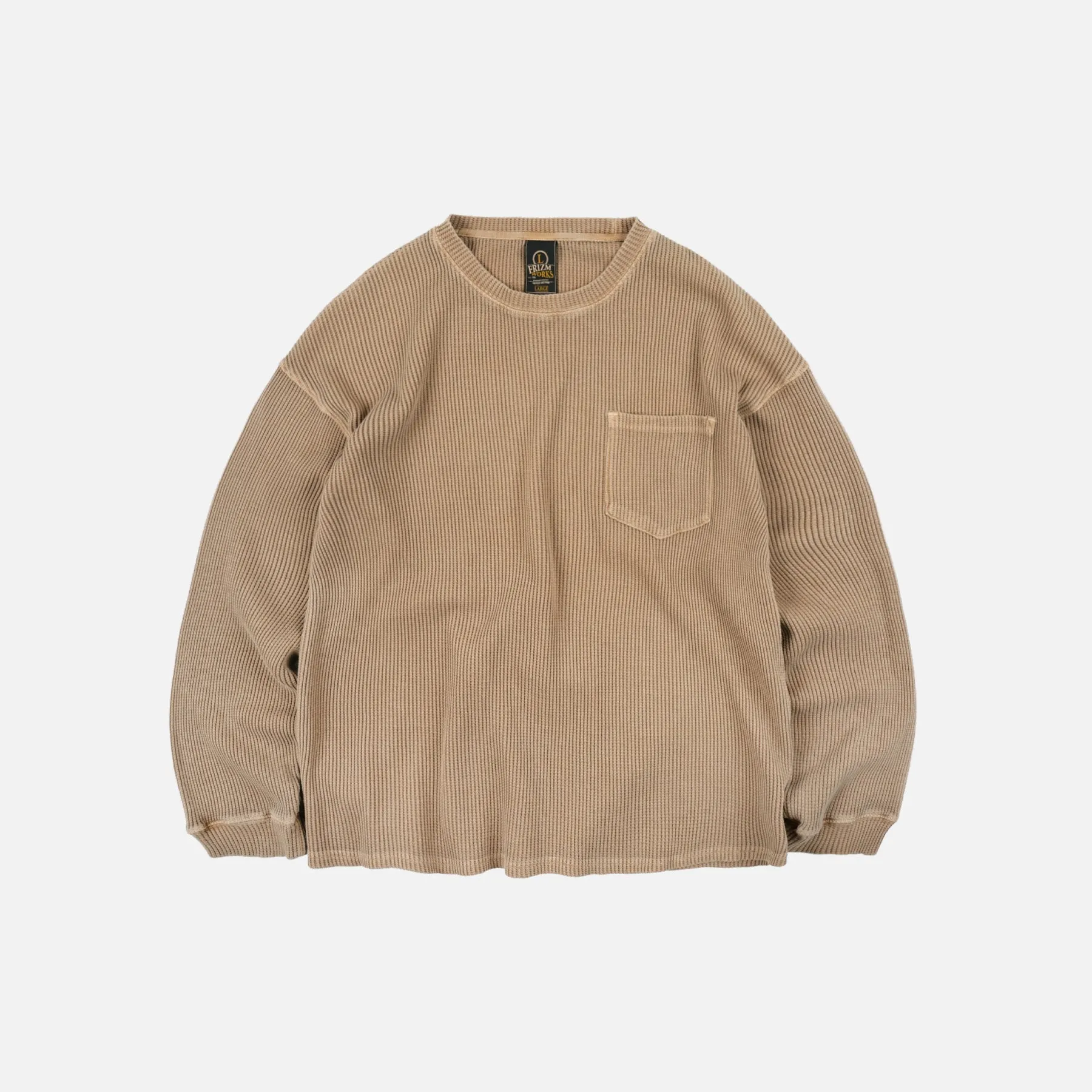 PIGMENT DYEING WAFFLE LS T-SHIRT - TAN sold by FrizmWORKS