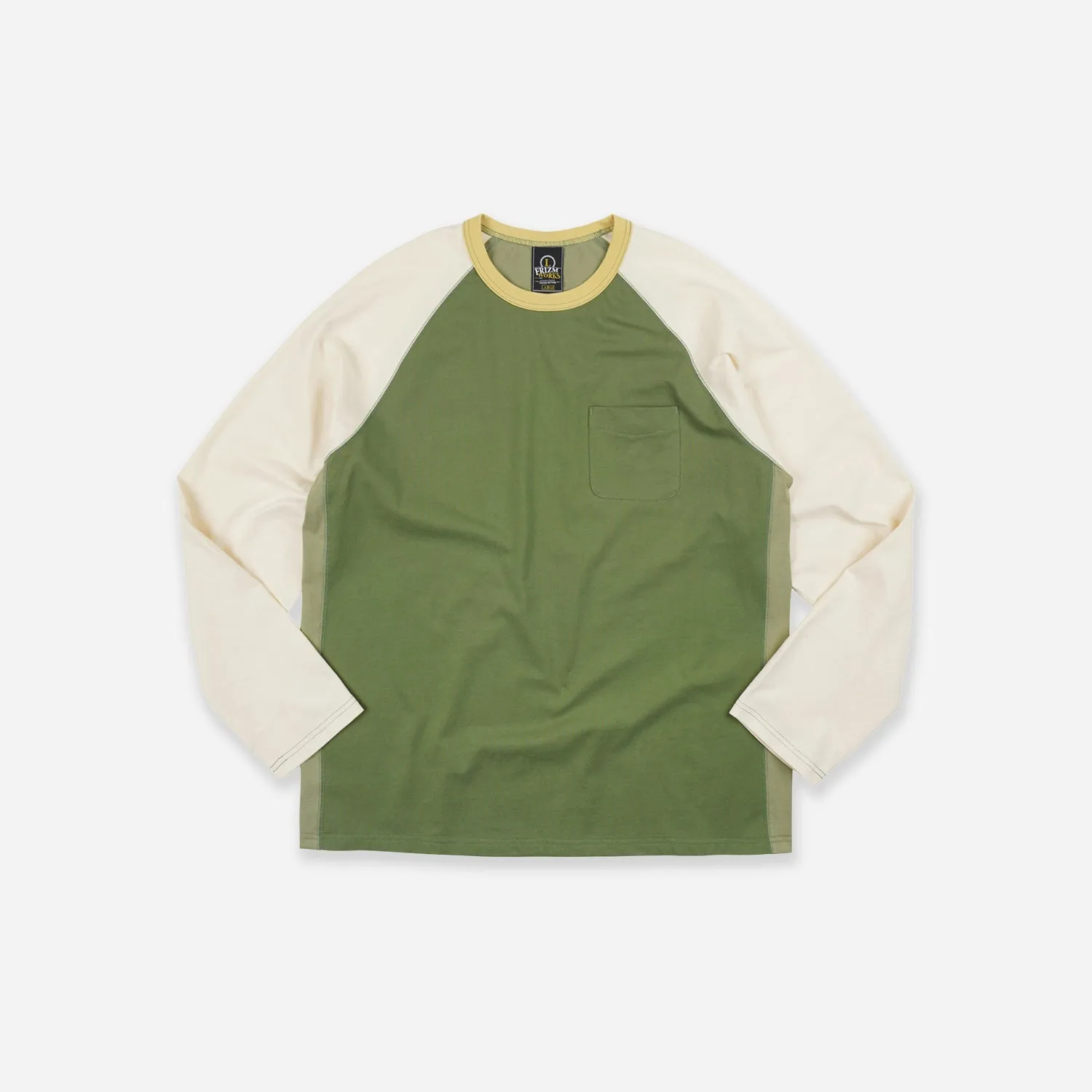 COLOUR BLOCK RAGLAN T-SHIRT - OLIVE sold by FrizmWORKS