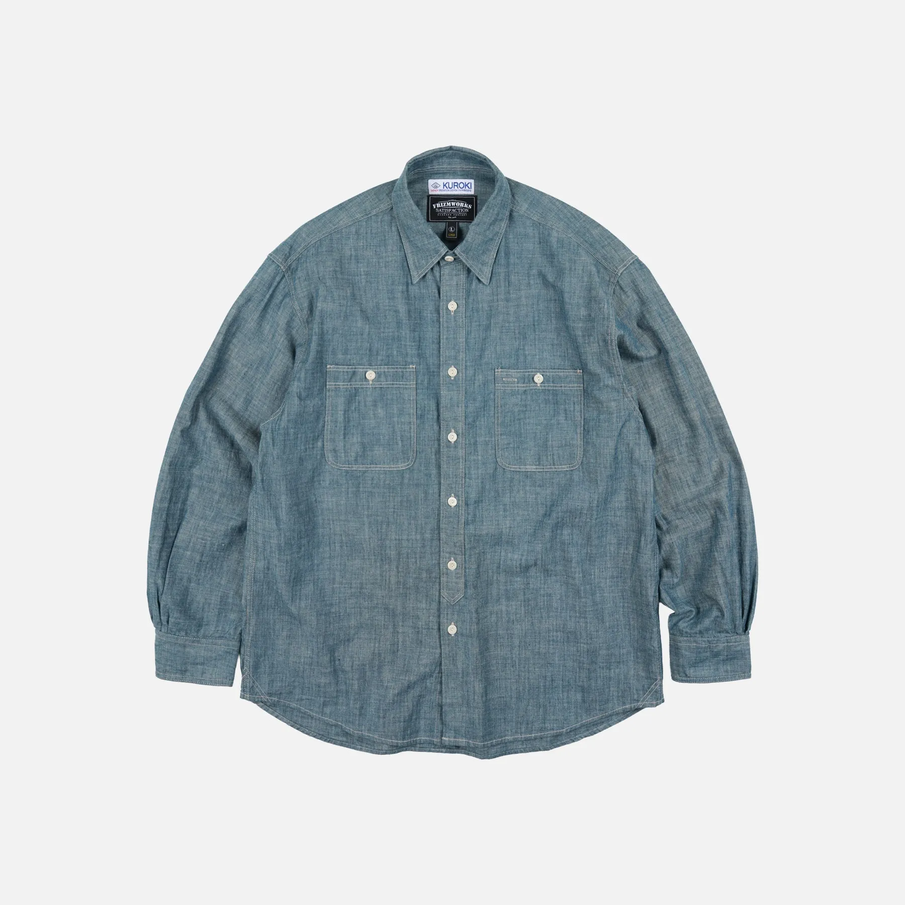 KUROKI CHAMBRAY WORK SHIRT - WASHED BLUE sold by FrizmWORKS