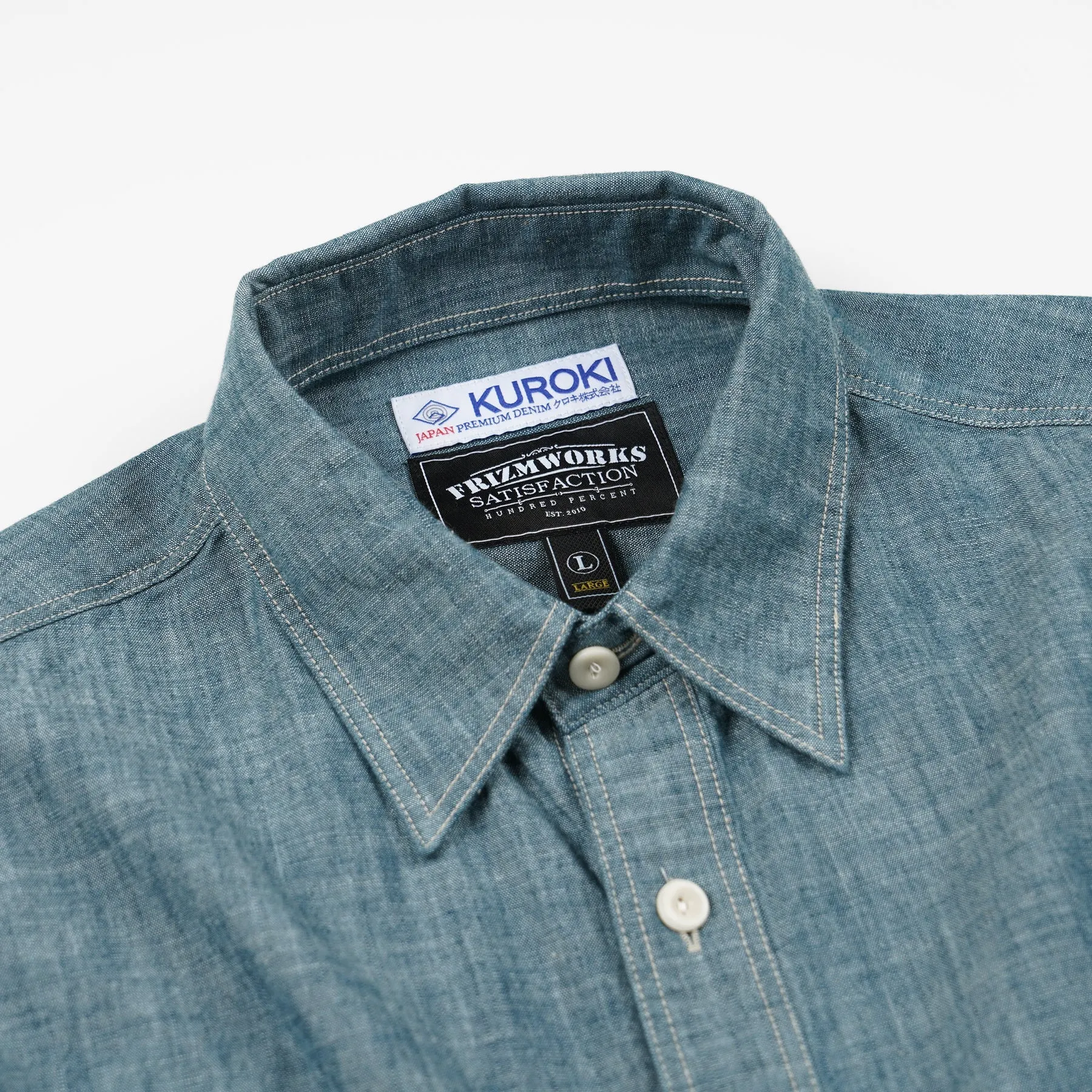 KUROKI CHAMBRAY WORK SHIRT - WASHED BLUE sold by FrizmWORKS product image thumbnail 3