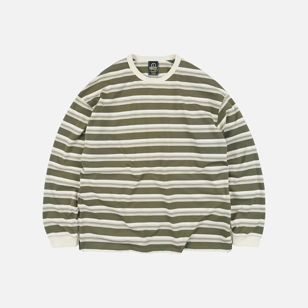 BLOCK STRIPE LONG SLEEVE TEE OLIVE sold by FrizmWORKS