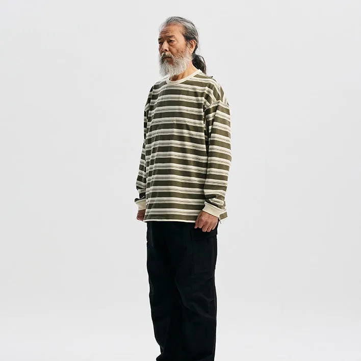 BLOCK STRIPE LONG SLEEVE TEE OLIVE sold by FrizmWORKS product image thumbnail 3