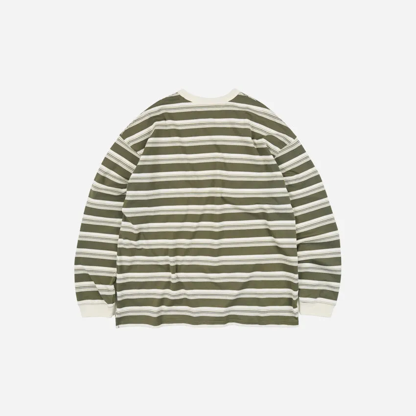 BLOCK STRIPE LONG SLEEVE TEE OLIVE sold by FrizmWORKS product image thumbnail 4