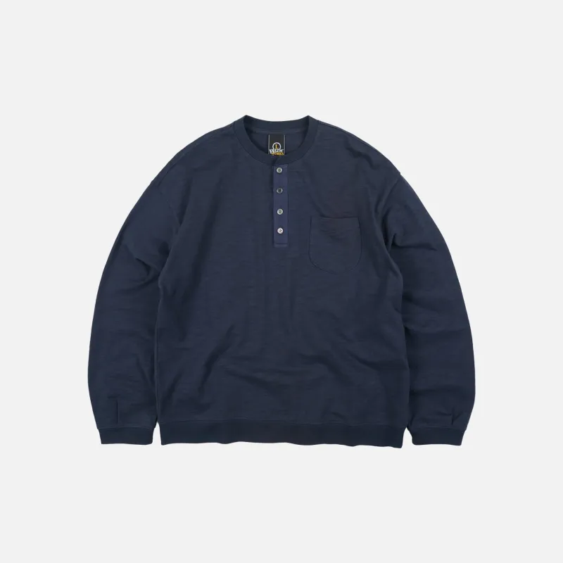 SLUB HENLEY L/S T-SHIRT - NAVY made by FrizmWORKS