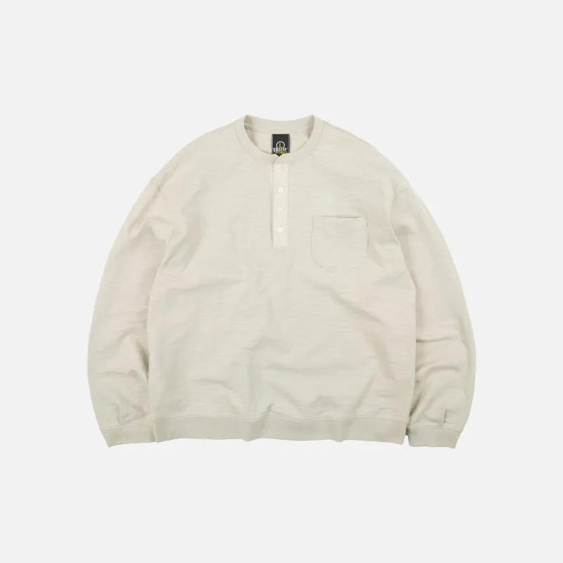 SLUB HENLEY L/S T-SHIRT - KHAKI BEIGE made by FrizmWORKS
