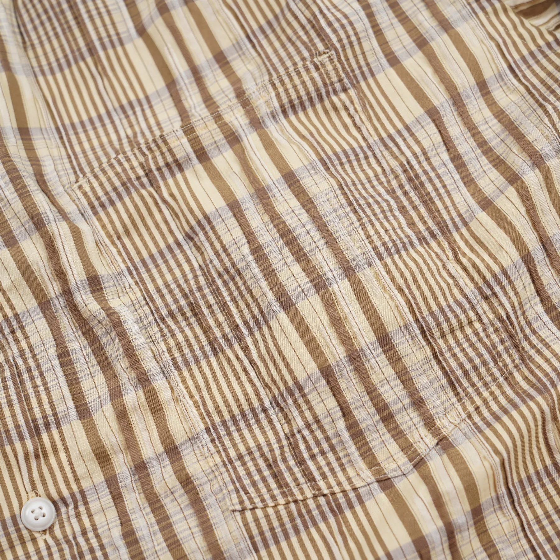 GATHERED SEERSUCKER CHECK SHIRT - BEIGE sold by FrizmWORKS product image thumbnail 5