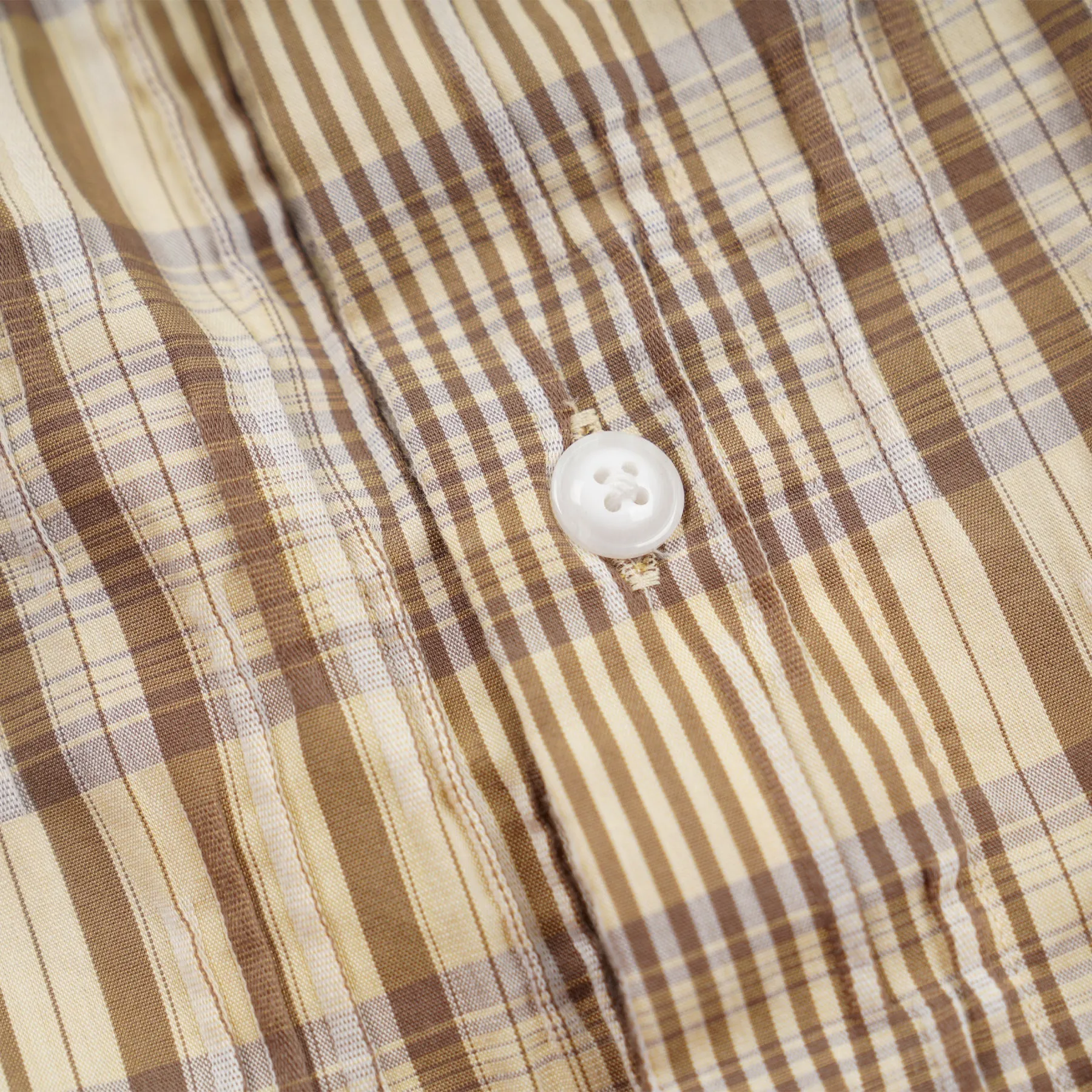 GATHERED SEERSUCKER CHECK SHIRT - BEIGE sold by FrizmWORKS product image thumbnail 4