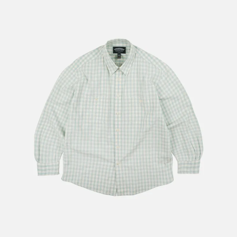 MELANGE CHECK WORK SHIRT - PALE GREEN made by FrizmWORKS