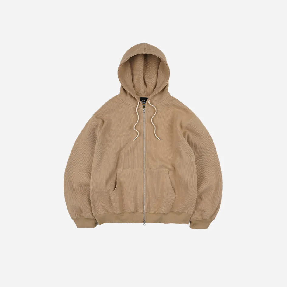 WAFFLE ZIP UP HOODIE - BEIGE sold by FrizmWORKS