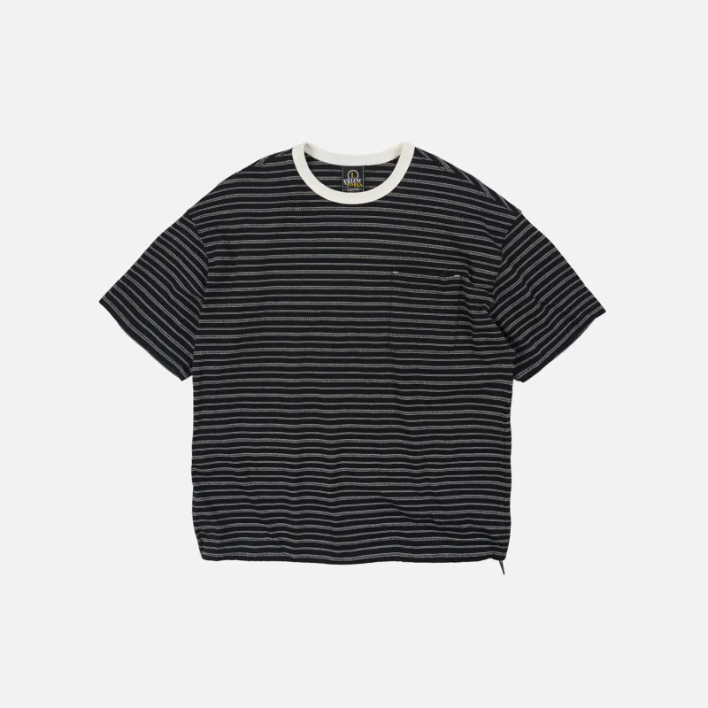 JACQUARD STRIPE HALF T-SHIRT - BLACK made by FrizmWORKS