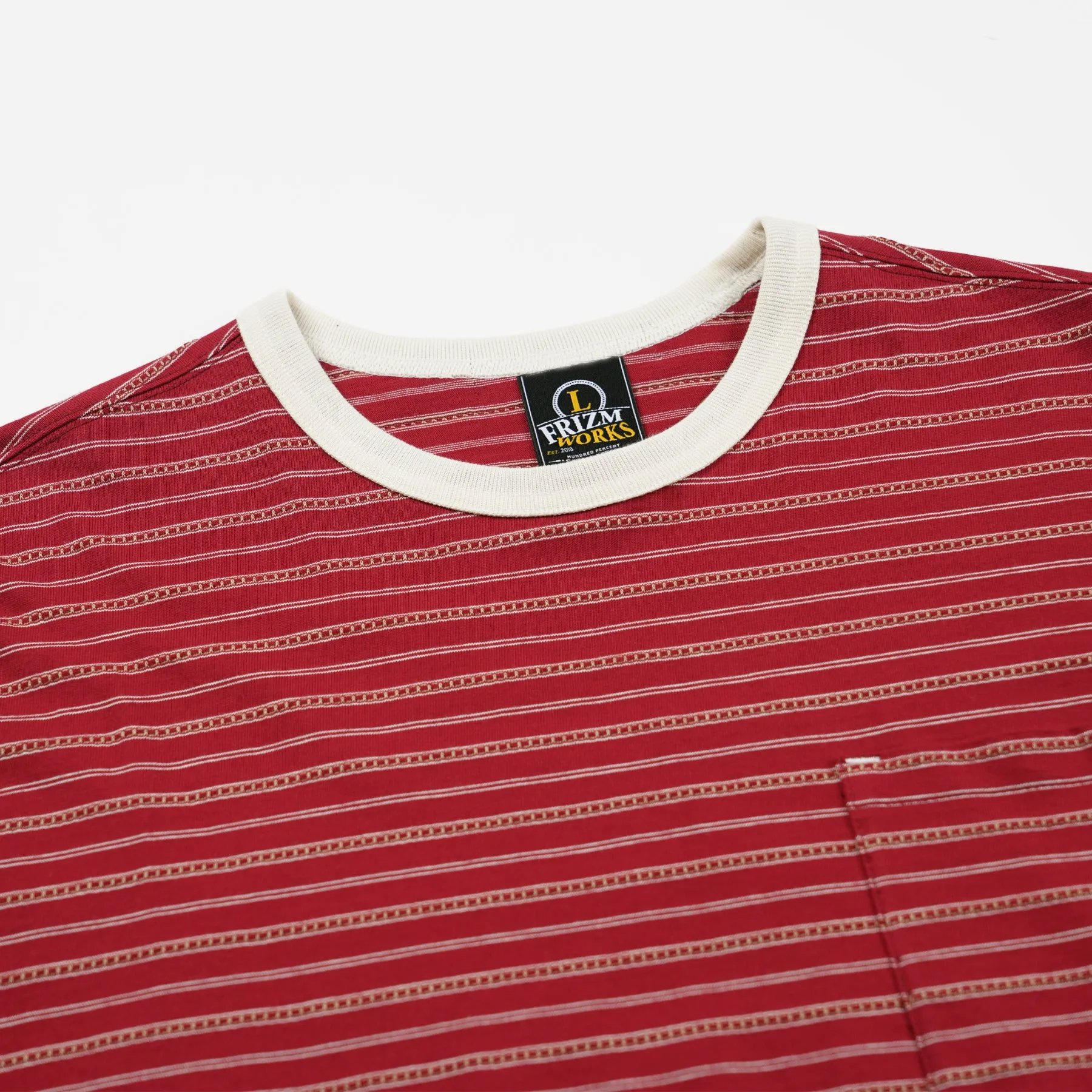 JACQUARD STRIPE HALF T-SHIRT - RED sold by FrizmWORKS product image thumbnail 3