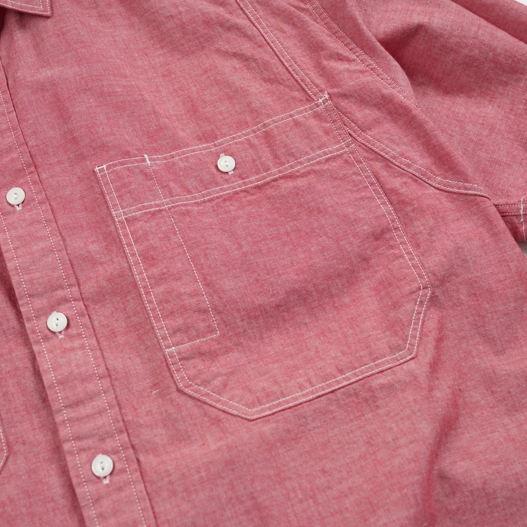 CHAMBRAY BIG POCKET HALF SHIRT - RED sold by FrizmWORKS product image thumbnail 4