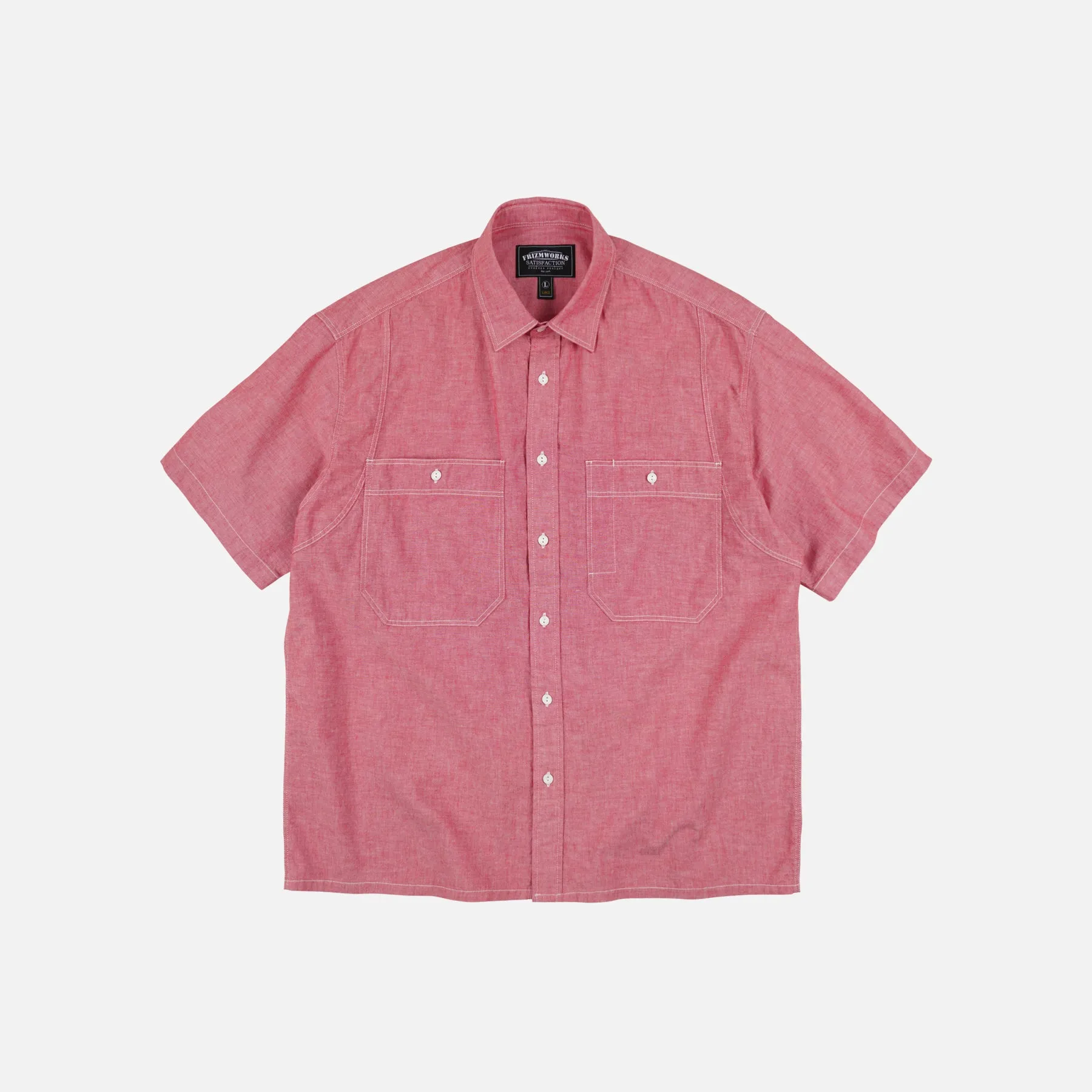 CHAMBRAY BIG POCKET HALF SHIRT - RED sold by FrizmWORKS