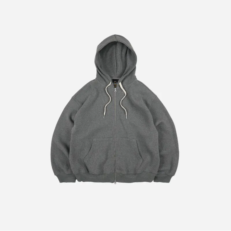 WAFFLE HOOD ZIP UP PARKA - GREY made by FrizmWORKS
