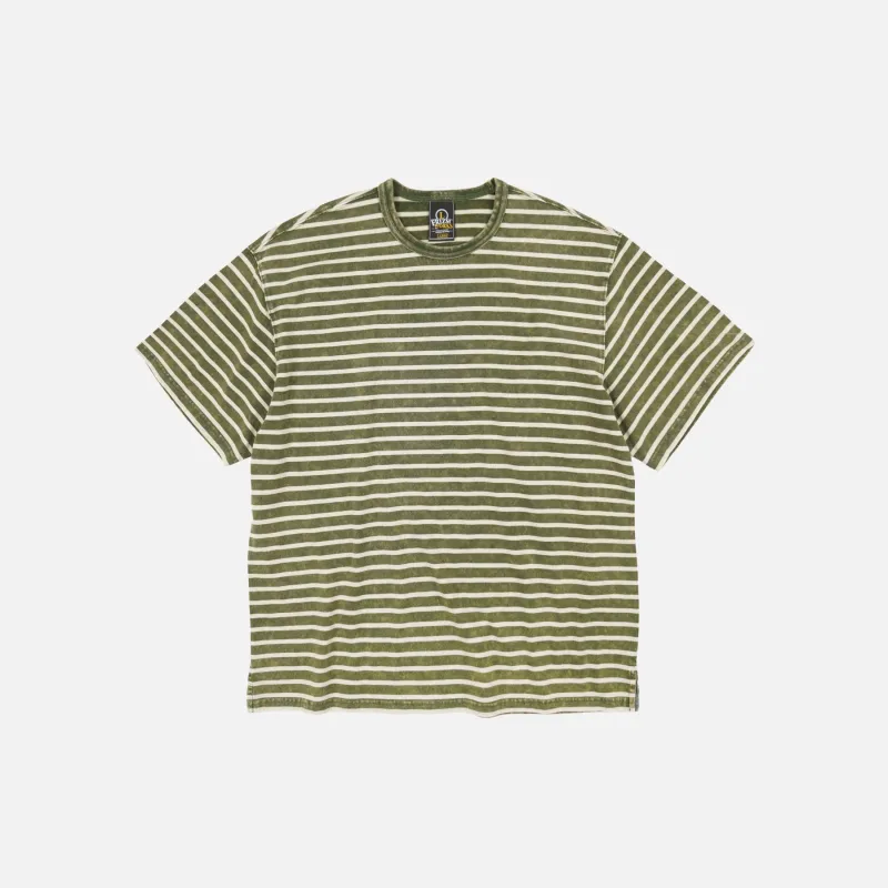 VINTAGE FADED STRIPE HALF T-SHIRT - DARK GREEN made by FrizmWORKS