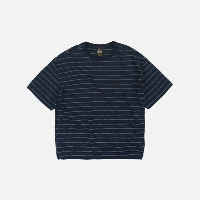 JACQUARD STRIPE HALF T-SHIRT - NAVY made by FrizmWORKS