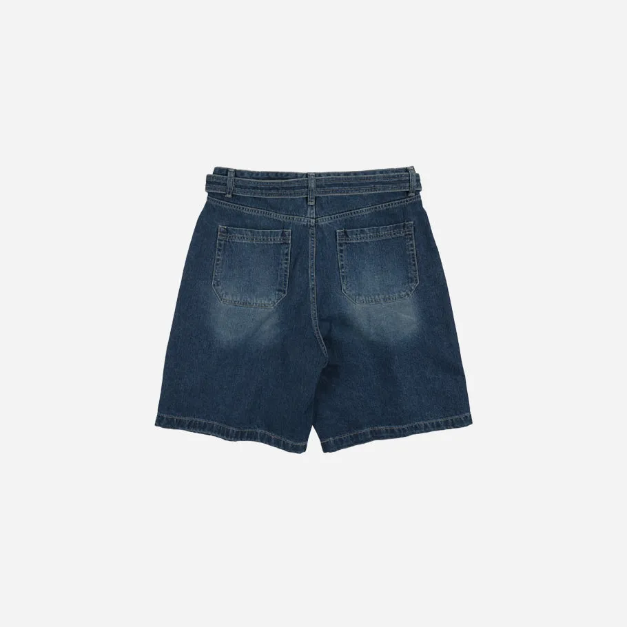 LYOCELL BELTED DENIM SHORTS - MID BLUE sold by FrizmWORKS product image thumbnail 3