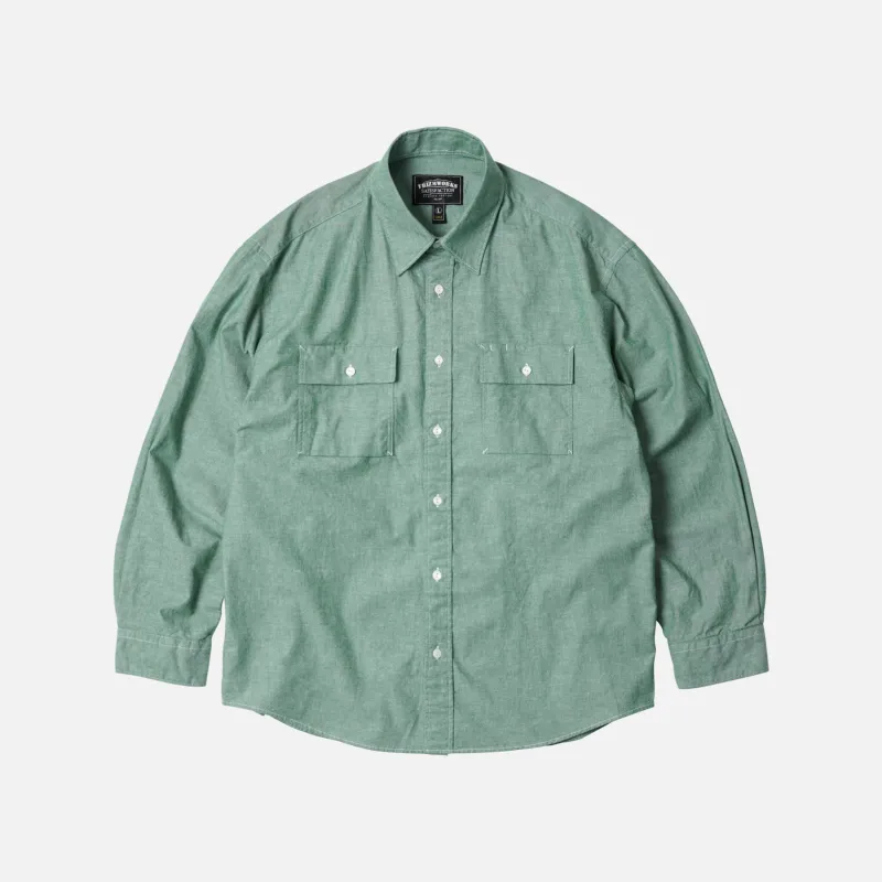 Cigarette Pocket Chambray Shirt - Green made by FrizmWORKS