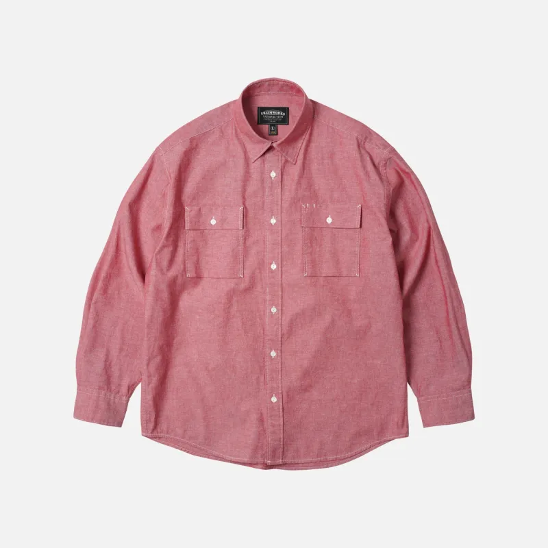 Cigarette Pocket Chambray Shirt - Red made by FrizmWORKS