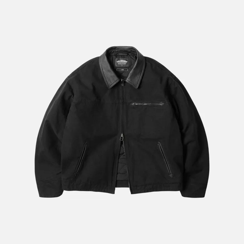 Heavy Canvas Destroyed Work Jacket - Black made by FrizmWORKS