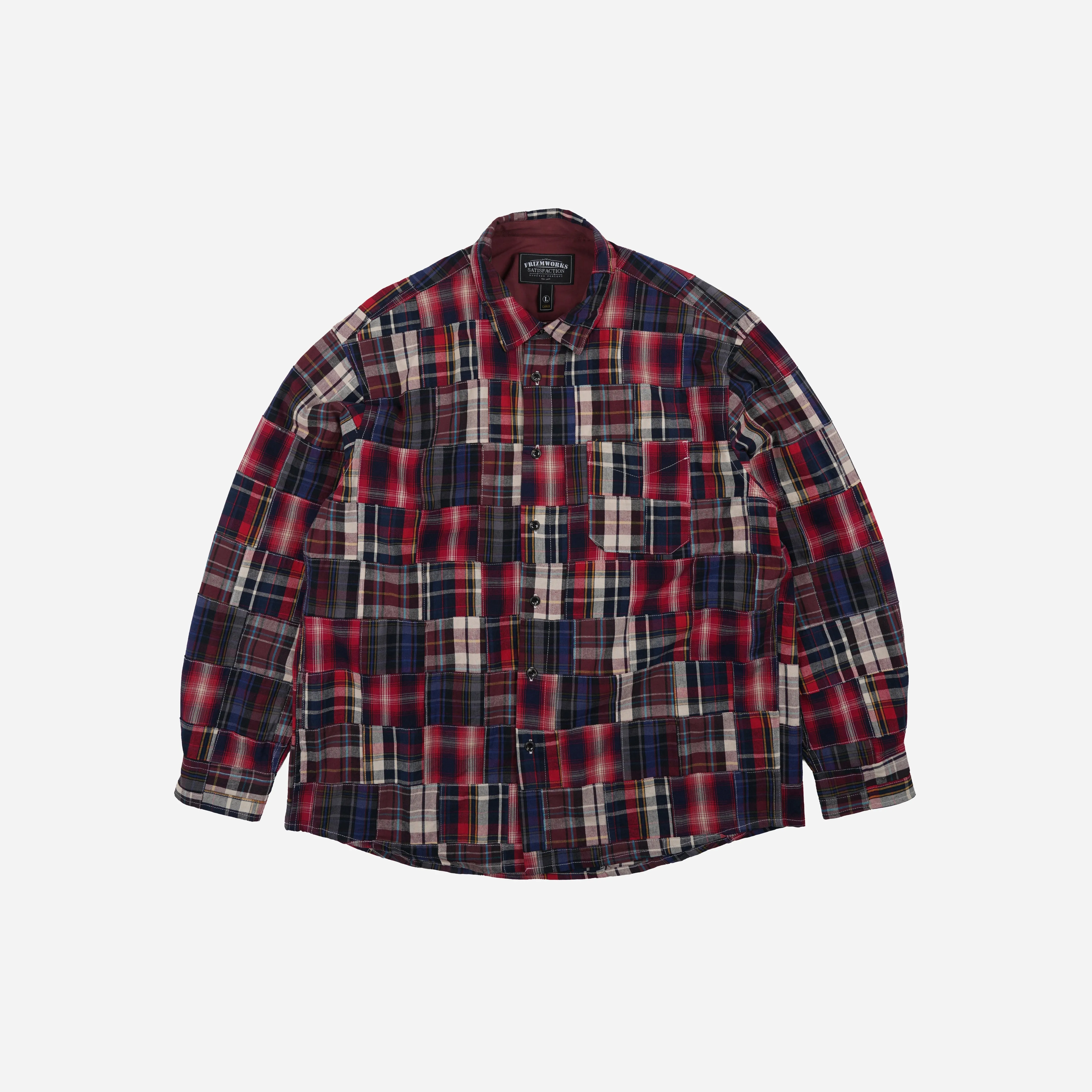 Madras Patchwork Relaxed Shirt - Wine sold by FrizmWORKS