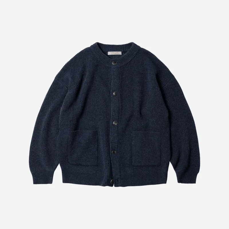 Heavy Wool Round Cardigan - Indigo made by FrizmWORKS