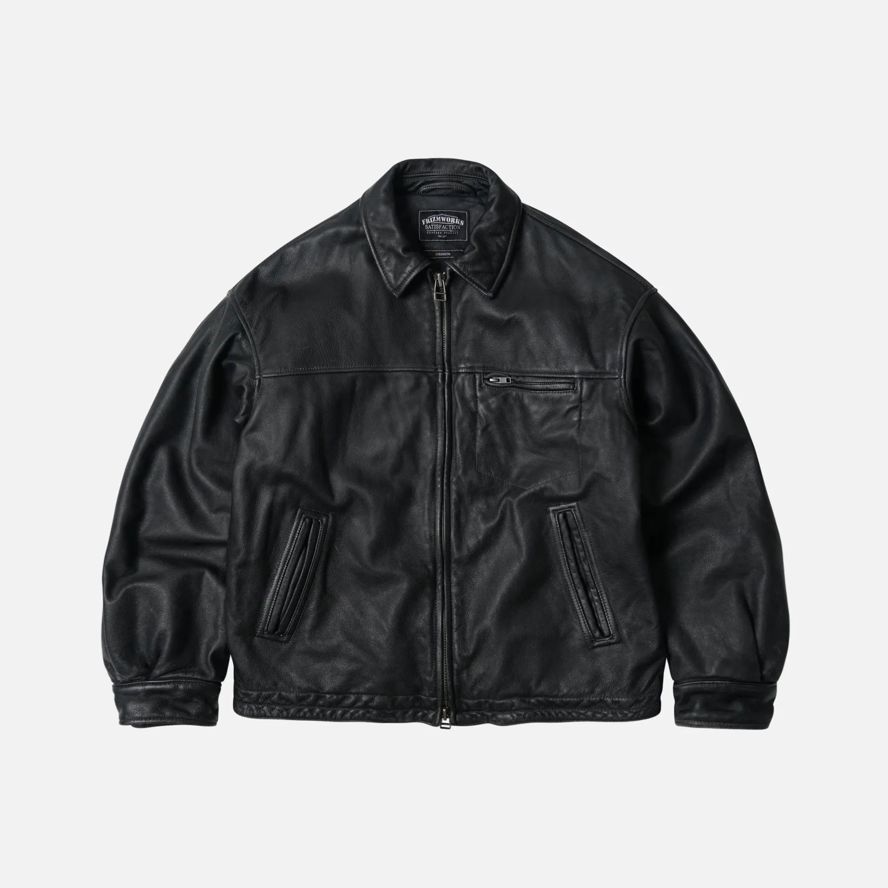 Destroyed Cowhide Leather Jacket - Black sold by FrizmWORKS