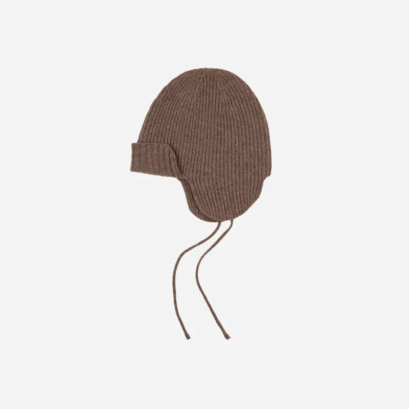 Wool Earflap Knit Beanie - Cocoa made by FrizmWORKS