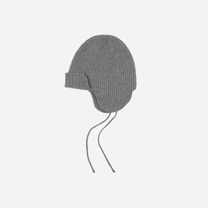 Wool Earflap Knit Beanie - Grey made by FrizmWORKS