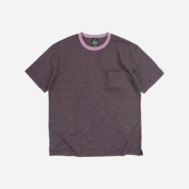 THIN STRIPE HALF TEE - RED BEAN made by FrizmWORKS