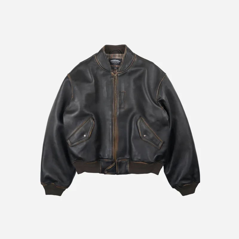 Lambskin Flight Jacket - Washed Brown made by FrizmWORKS