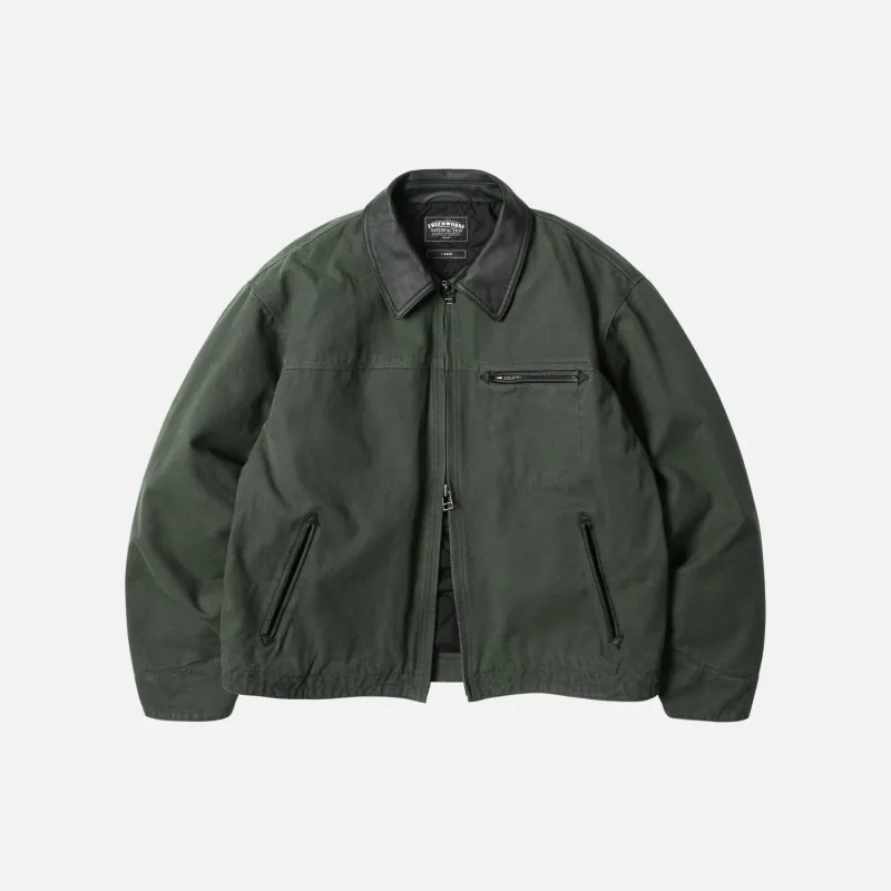 Heavy Canvas Destroyed Work Jacket - Olive made by FrizmWORKS