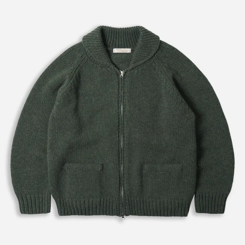 Heavy Cowichan Zip Up Cardigan - Forest Green made by FrizmWORKS