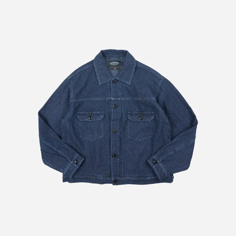 Sashiko Denim Trucker Jacket - Indigo made by FrizmWORKS