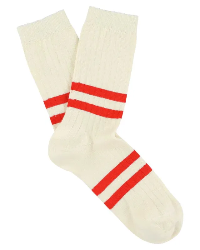 Escuyer Stripes Socks Ecru/Orange sold by Eat Dust