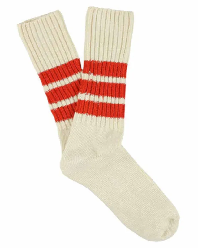 Escuyer Crew Stripes Sock Ecru/Orange sold by Eat Dust