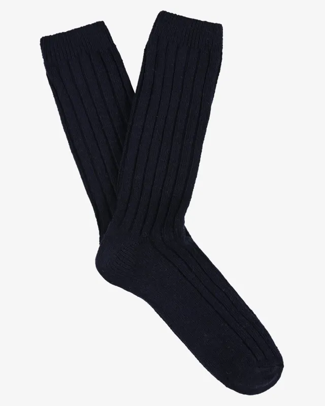 Escuyer Cashmere Crew Socks Navy sold by Eat Dust
