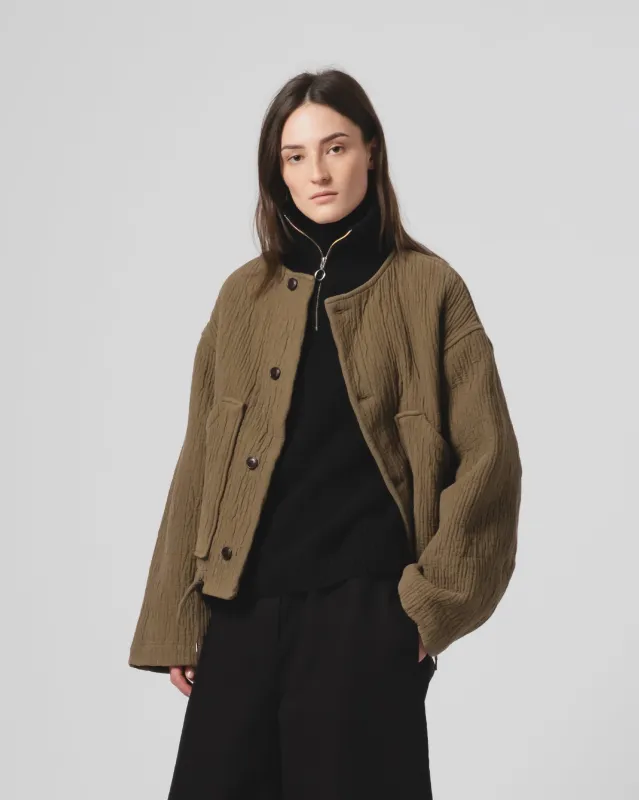 G.o.D Nuclear Jacket Fjord Jacquard Fossil Green sold by Eat Dust