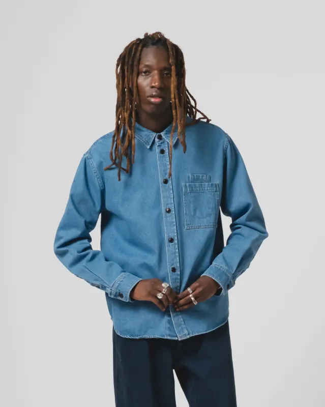 Combat Shirt Delhi Denim Bleached Blue made by Eat Dust