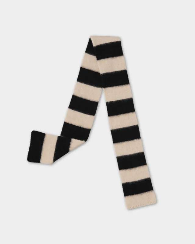 JG Small Brushed Stripe Scarf Black/Oatmeal sold by Eat Dust