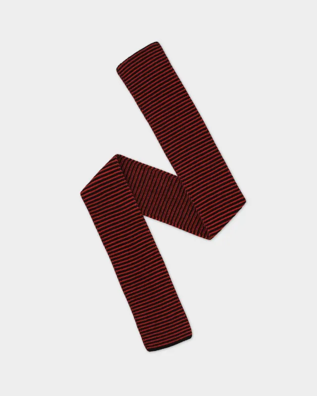 JG Small Thin Garter Stitch Scarf Black/Red Dulse made by Jo Gordon